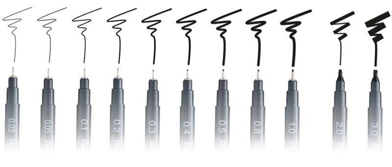 Eleven markers with a ink trail coming out of them in paper.