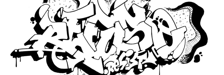 Refuse/Resist, sketch/outline.