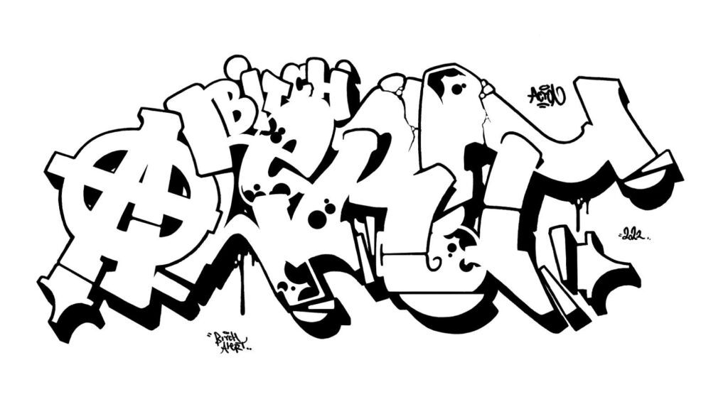 Bitch Alert, sketch/outline.