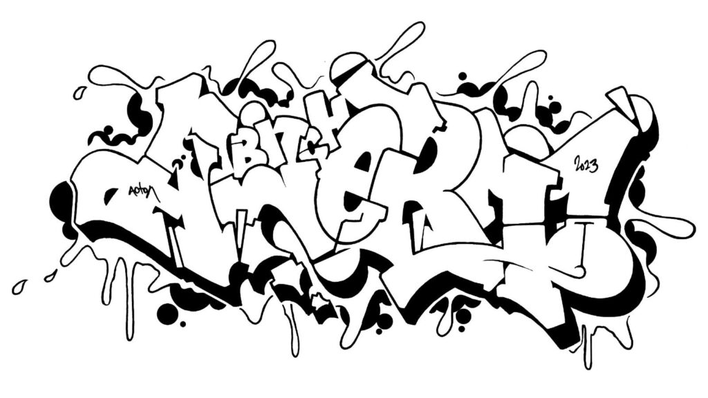 Bitch Alert, sketch/outline.