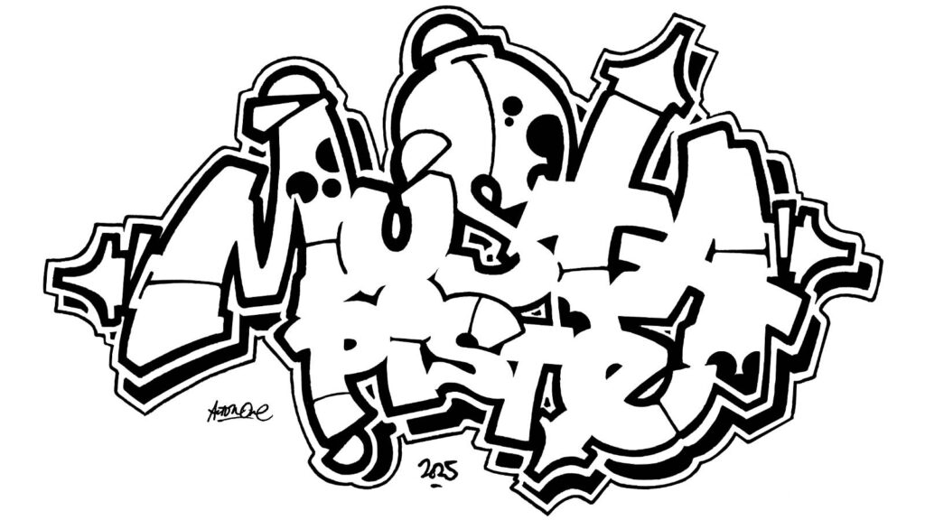 Musta Piste, sketch/outline.