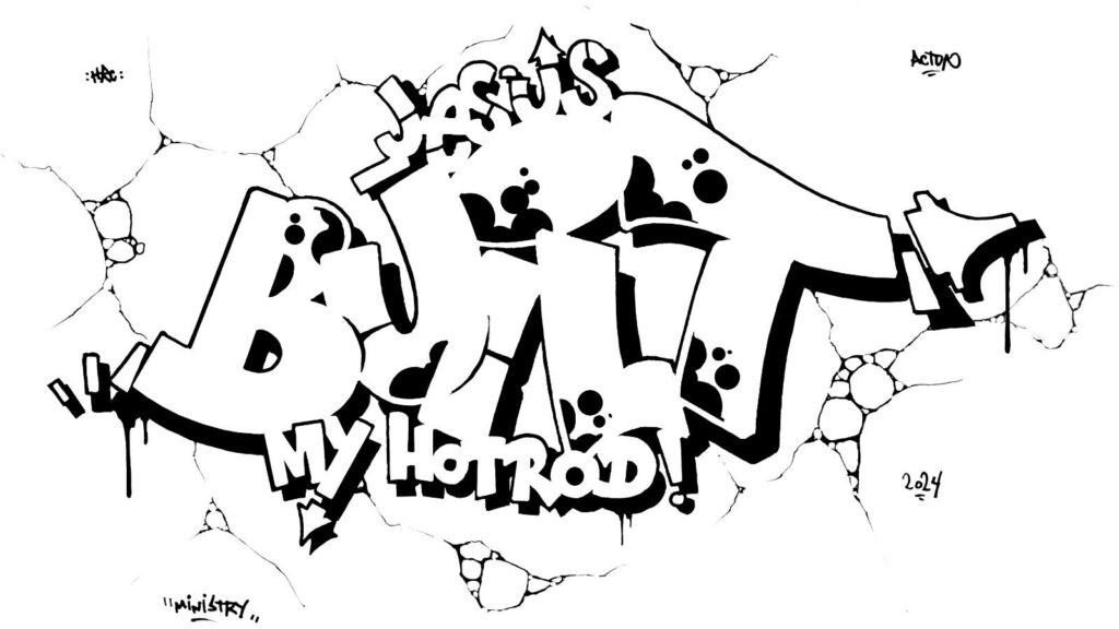 Jesus Built My Hotrod, sketch/outline.