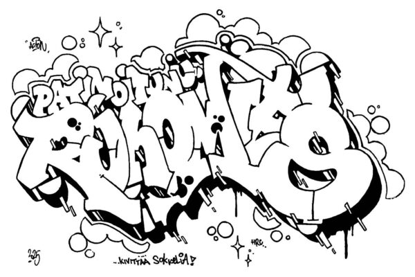 Patinoitunu Runomies, sketch/outline.